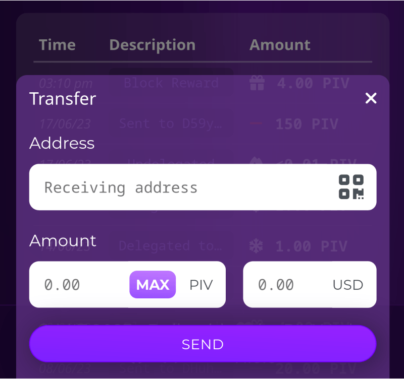 My PIVX Wallet